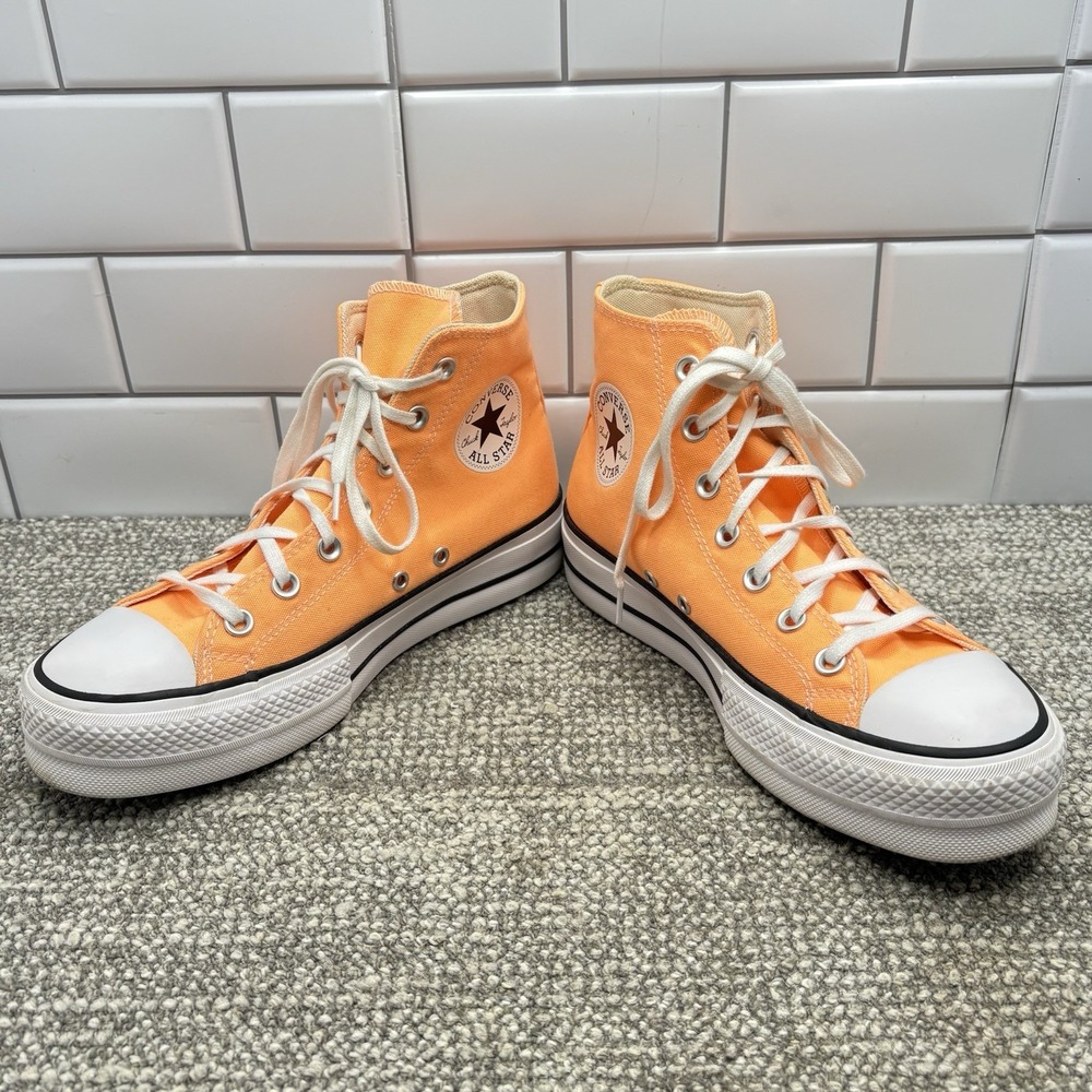 Converse All Star High Top Sneakers Bright Orange Peach Beam Sz Womens 8
